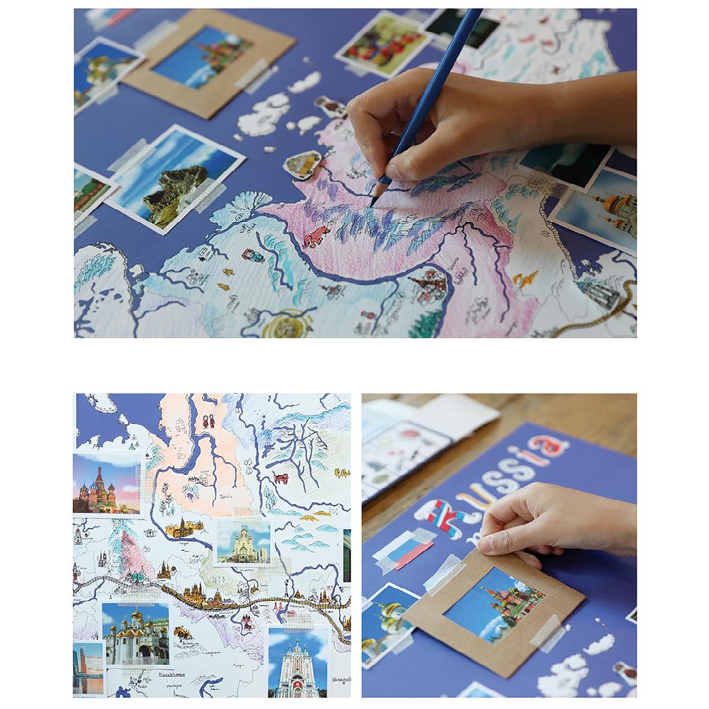 Dream Sky Nation-Map Decorative Coloring Painting DIY Paper Continent Map - Russia