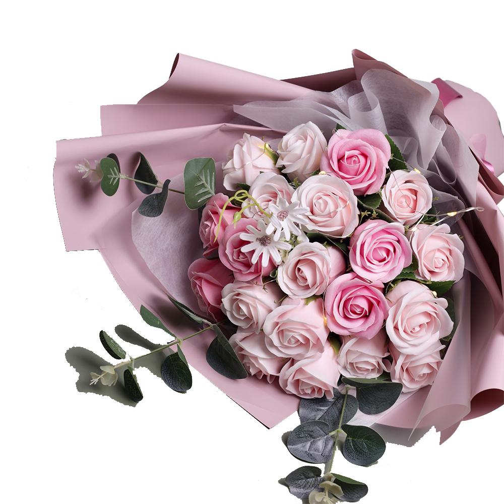 Soap Rose Flower Bouquet (Lovely Pink)